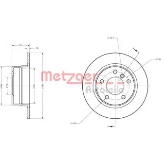Jeu de 2 disques de frein arrière METZGER 6110649