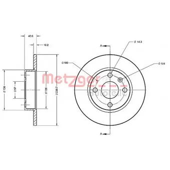 Jeu de 2 disques de frein arrière METZGER 6110650