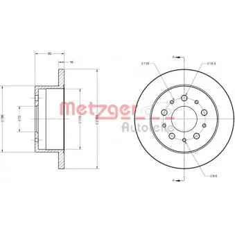 Jeu de 2 disques de frein arrière METZGER 6110651