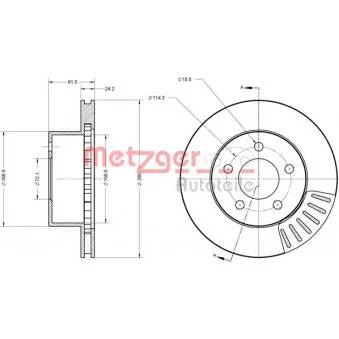 Jeu de 2 disques de frein avant METZGER 6110653