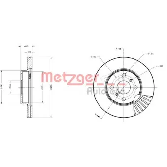 Jeu de 2 disques de frein avant METZGER 6110660