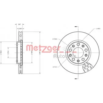 Jeu de 2 disques de frein avant METZGER 6110661
