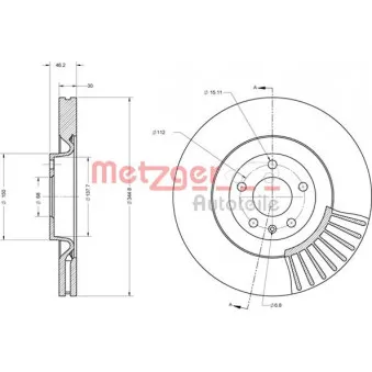 Jeu de 2 disques de frein avant METZGER 6110669