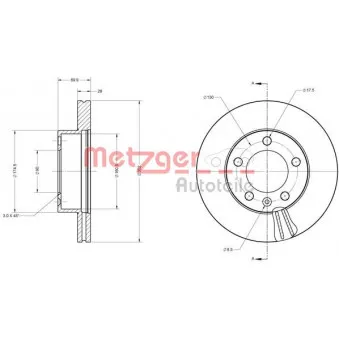Jeu de 2 disques de frein avant METZGER 6110687