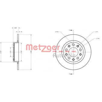 Jeu de 2 disques de frein arrière METZGER 6110690