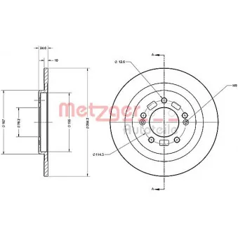 Jeu de 2 disques de frein arrière METZGER 6110693