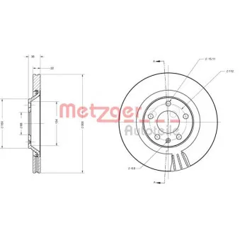 Jeu de 2 disques de frein arrière METZGER 6110697