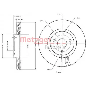 Jeu de 2 disques de frein avant METZGER 6110698