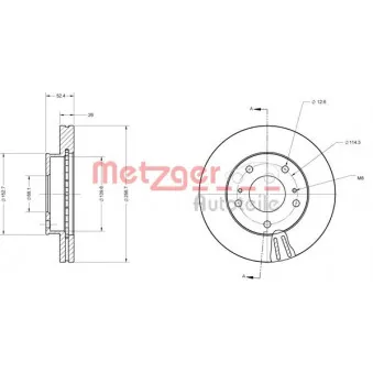 Jeu de 2 disques de frein avant METZGER 6110702