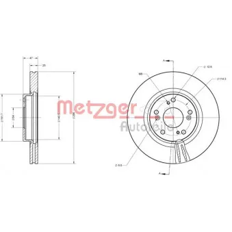 Jeu de 2 disques de frein avant METZGER 6110706