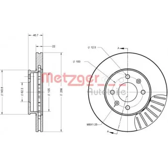 Jeu de 2 disques de frein avant METZGER 6110707