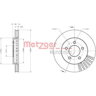 Jeu de 2 disques de frein avant METZGER 6110708