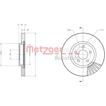 Jeu de 2 disques de frein avant METZGER 6110709