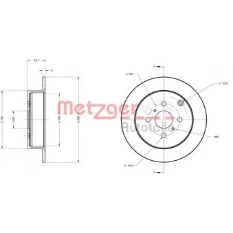Jeu de 2 disques de frein arrière METZGER 6110710