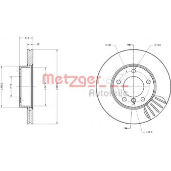 Jeu de 2 disques de frein avant METZGER 6110712