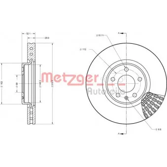 Jeu de 2 disques de frein avant METZGER 6110716