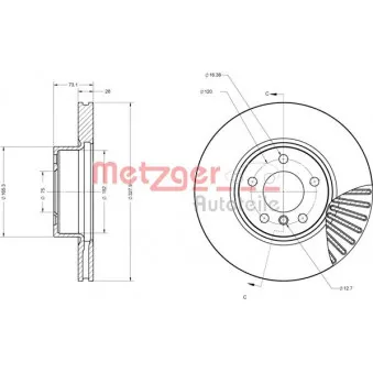 Jeu de 2 disques de frein avant METZGER 6110718