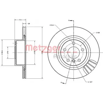 Jeu de 2 disques de frein arrière METZGER 6110719