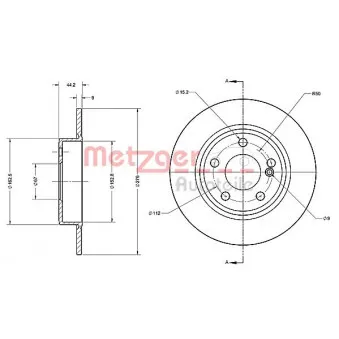 Jeu de 2 disques de frein arrière METZGER 6110720