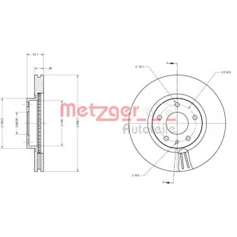Jeu de 2 disques de frein avant METZGER 6110730