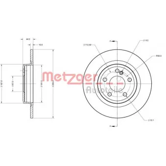 Jeu de 2 disques de frein arrière METZGER 6110732