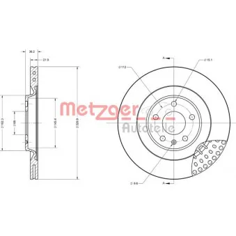 Jeu de 2 disques de frein arrière METZGER 6110736