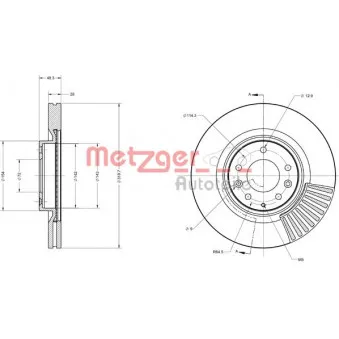 Jeu de 2 disques de frein avant METZGER 6110737