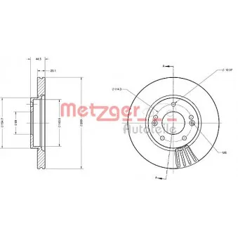 Jeu de 2 disques de frein avant METZGER 6110738