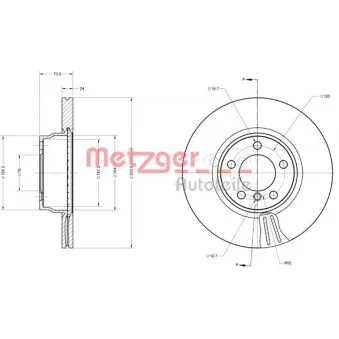 Jeu de 2 disques de frein avant METZGER 6110743