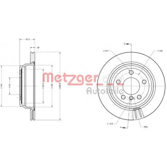 Jeu de 2 disques de frein arrière METZGER 6110744