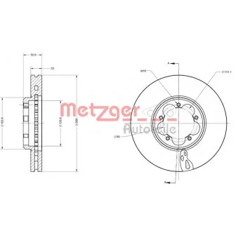 Jeu de 2 disques de frein avant METZGER 6110745