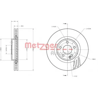 Jeu de 2 disques de frein avant METZGER 6110746