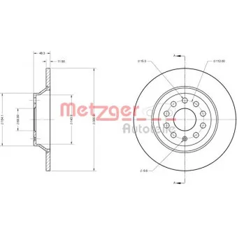 Jeu de 2 disques de frein arrière METZGER 6110747
