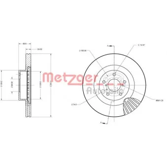 Jeu de 2 disques de frein avant METZGER 6110750