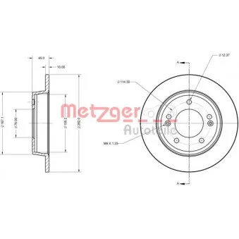 Jeu de 2 disques de frein arrière METZGER 6110751