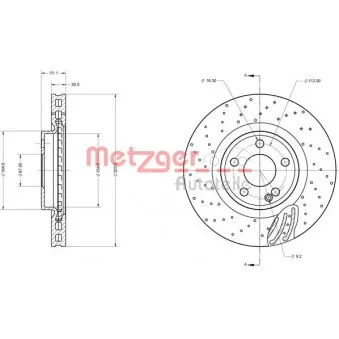 Jeu de 2 disques de frein avant METZGER 6110754
