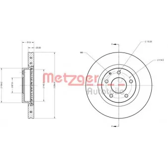 Jeu de 2 disques de frein avant METZGER 6110755