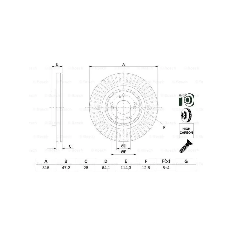Jeu de 2 disques de frein avant BOSCH 0 986 479 F12