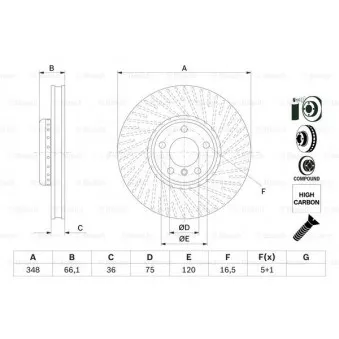 Disque de frein avant droit BOSCH 0 986 479 E18