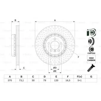 Jeu de 2 disques de frein avant BOSCH 0 986 479 E21