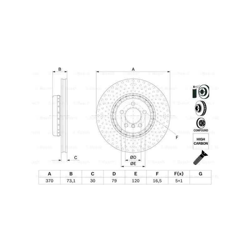 Jeu de 2 disques de frein avant BOSCH 0 986 479 E21