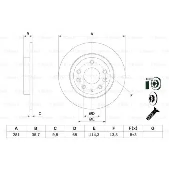 Jeu de 2 disques de frein arrière BOSCH 0 986 479 E55