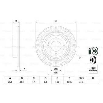 Jeu de 2 disques de frein avant BOSCH 0 986 479 F14
