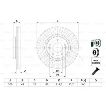 Jeu de 2 disques de frein avant BOSCH 0 986 479 F19