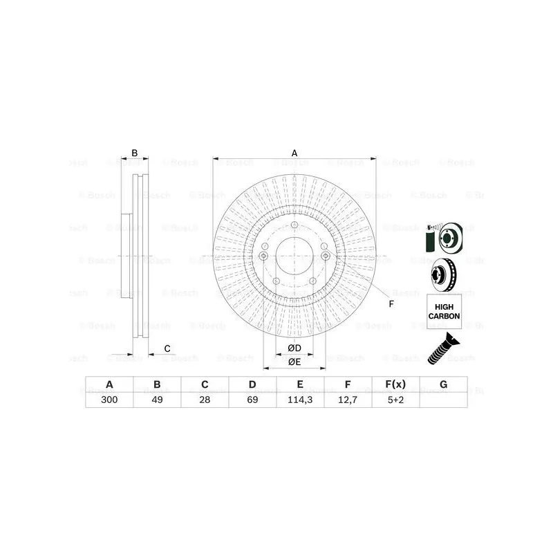 Jeu de 2 disques de frein avant BOSCH 0 986 479 F19