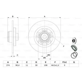 Jeu de 2 disques de frein arrière BOSCH 0 986 479 F30