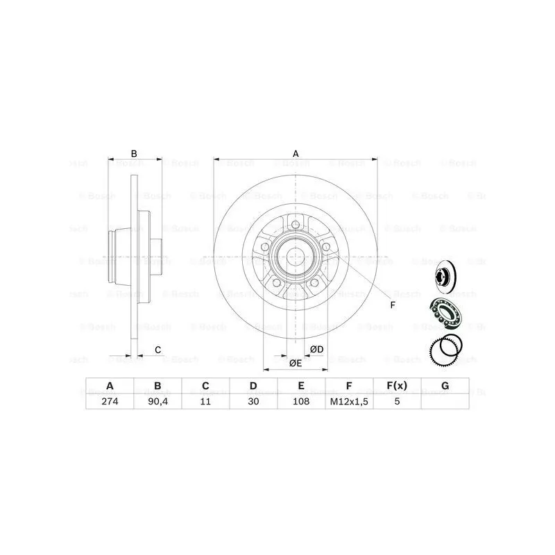 Jeu de 2 disques de frein arrière BOSCH 0 986 479 F30