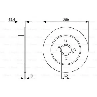 Jeu de 2 disques de frein arrière BOSCH 0 986 479 V07