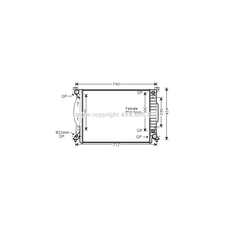 Radiateur, refroidissement du moteur AVA QUALITY COOLING AI2242