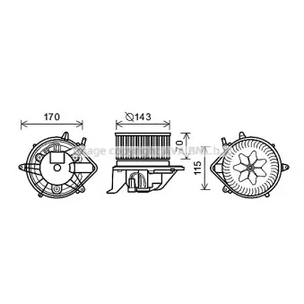 Moteur électrique, pulseur d'air habitacle AVA QUALITY COOLING BW8458